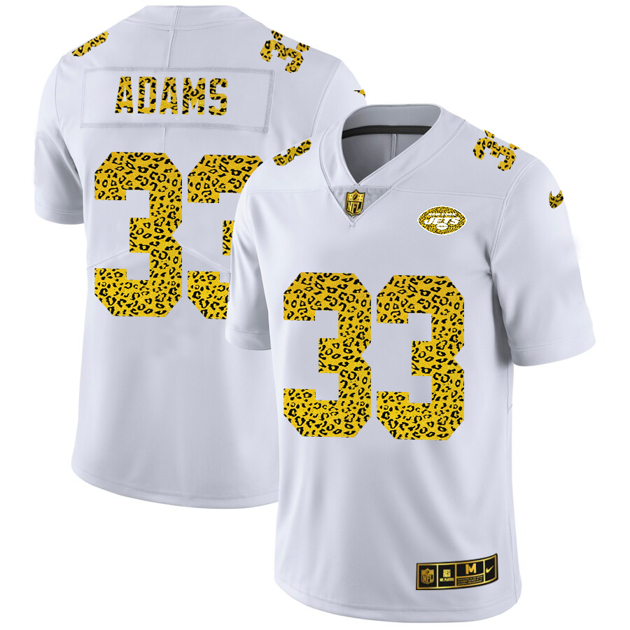 New York Jets #33 Jamal Adams Men Nike Flocked Leopard Print Vapor Limited NFL Jersey White
